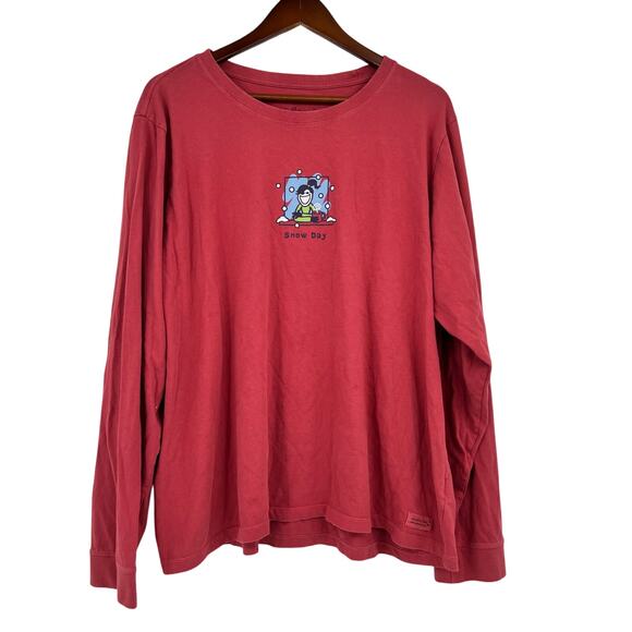 Life is Good vintage style red long sleeve snow day woman hot chocolate sz XXXL - Picture 1 of 6